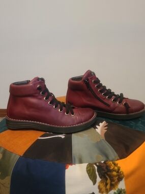 Chacal Women's Burgundy Leather Ankle Boots